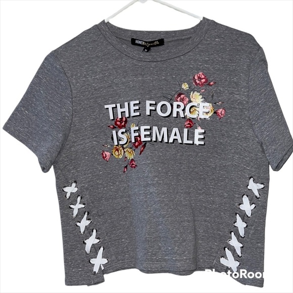 Honey & Sparkle medium t-shirt skirt sleeve lace up sides The Force Is Female - Picture 12 of 12